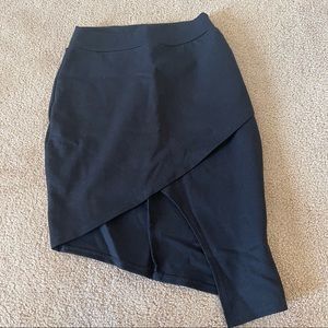 Asymmetrical black bodycon skirt